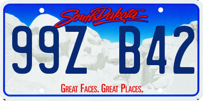 SD license plate 99ZB42