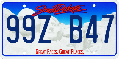 SD license plate 99ZB47