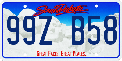 SD license plate 99ZB58