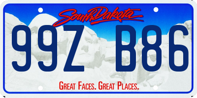 SD license plate 99ZB86