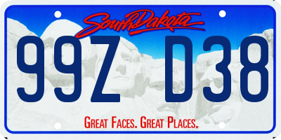 SD license plate 99ZD38