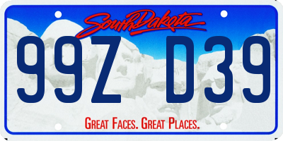 SD license plate 99ZD39