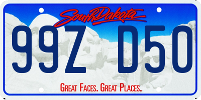 SD license plate 99ZD50
