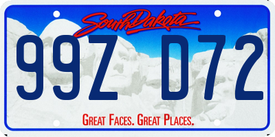 SD license plate 99ZD72