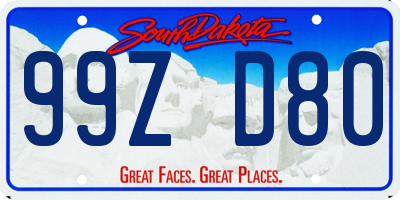 SD license plate 99ZD80