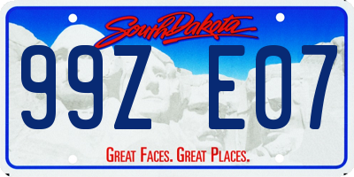 SD license plate 99ZE07