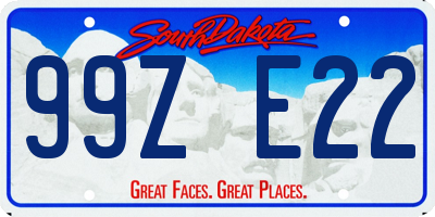SD license plate 99ZE22