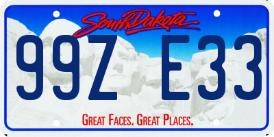 SD license plate 99ZE33