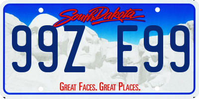 SD license plate 99ZE99