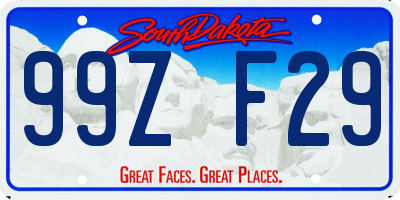 SD license plate 99ZF29