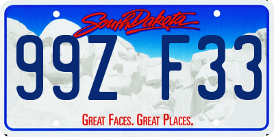 SD license plate 99ZF33