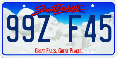 SD license plate 99ZF45