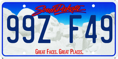 SD license plate 99ZF49