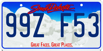 SD license plate 99ZF53