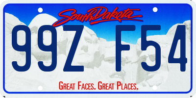 SD license plate 99ZF54