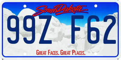 SD license plate 99ZF62