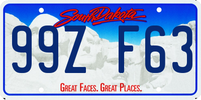 SD license plate 99ZF63