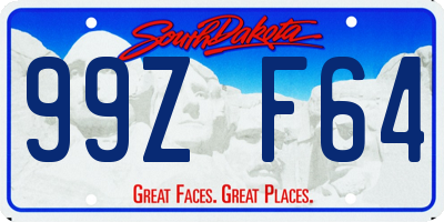 SD license plate 99ZF64