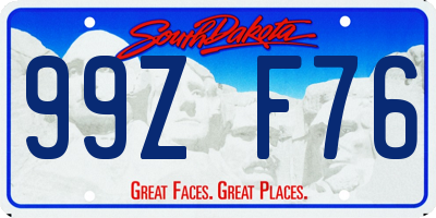 SD license plate 99ZF76