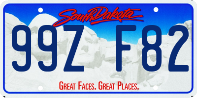 SD license plate 99ZF82