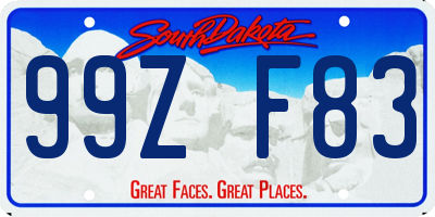 SD license plate 99ZF83
