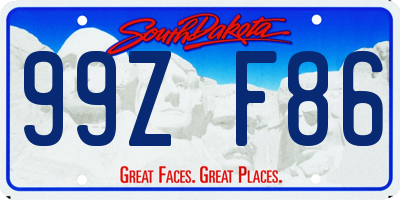 SD license plate 99ZF86