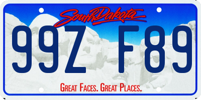 SD license plate 99ZF89