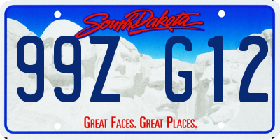 SD license plate 99ZG12