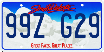 SD license plate 99ZG29