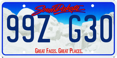 SD license plate 99ZG30