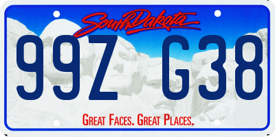 SD license plate 99ZG38