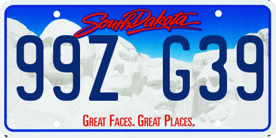 SD license plate 99ZG39
