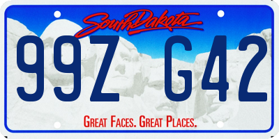 SD license plate 99ZG42