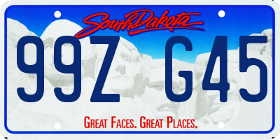 SD license plate 99ZG45