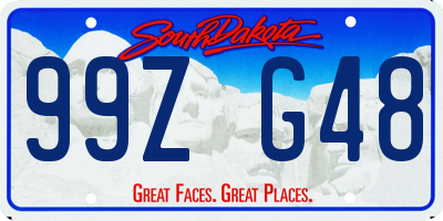 SD license plate 99ZG48