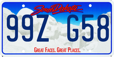 SD license plate 99ZG58