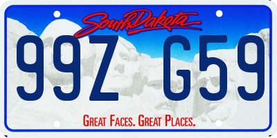 SD license plate 99ZG59