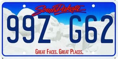SD license plate 99ZG62