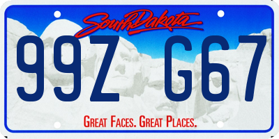 SD license plate 99ZG67