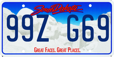 SD license plate 99ZG69