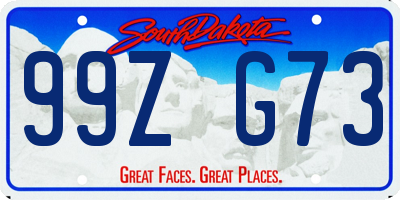SD license plate 99ZG73