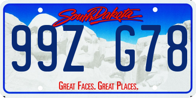 SD license plate 99ZG78