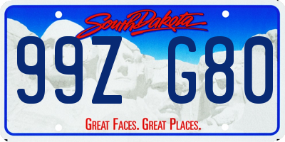 SD license plate 99ZG80
