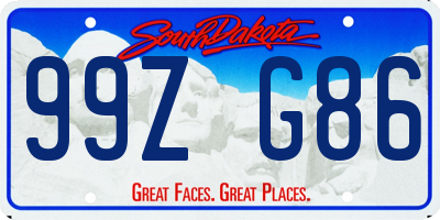 SD license plate 99ZG86