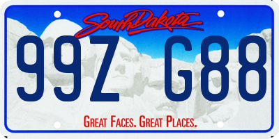 SD license plate 99ZG88