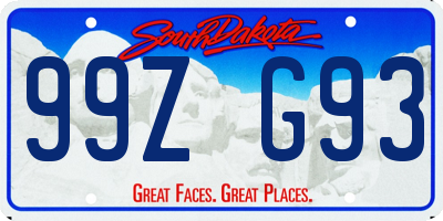 SD license plate 99ZG93