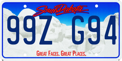SD license plate 99ZG94