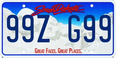 SD license plate 99ZG99