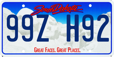 SD license plate 99ZH92