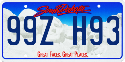 SD license plate 99ZH93